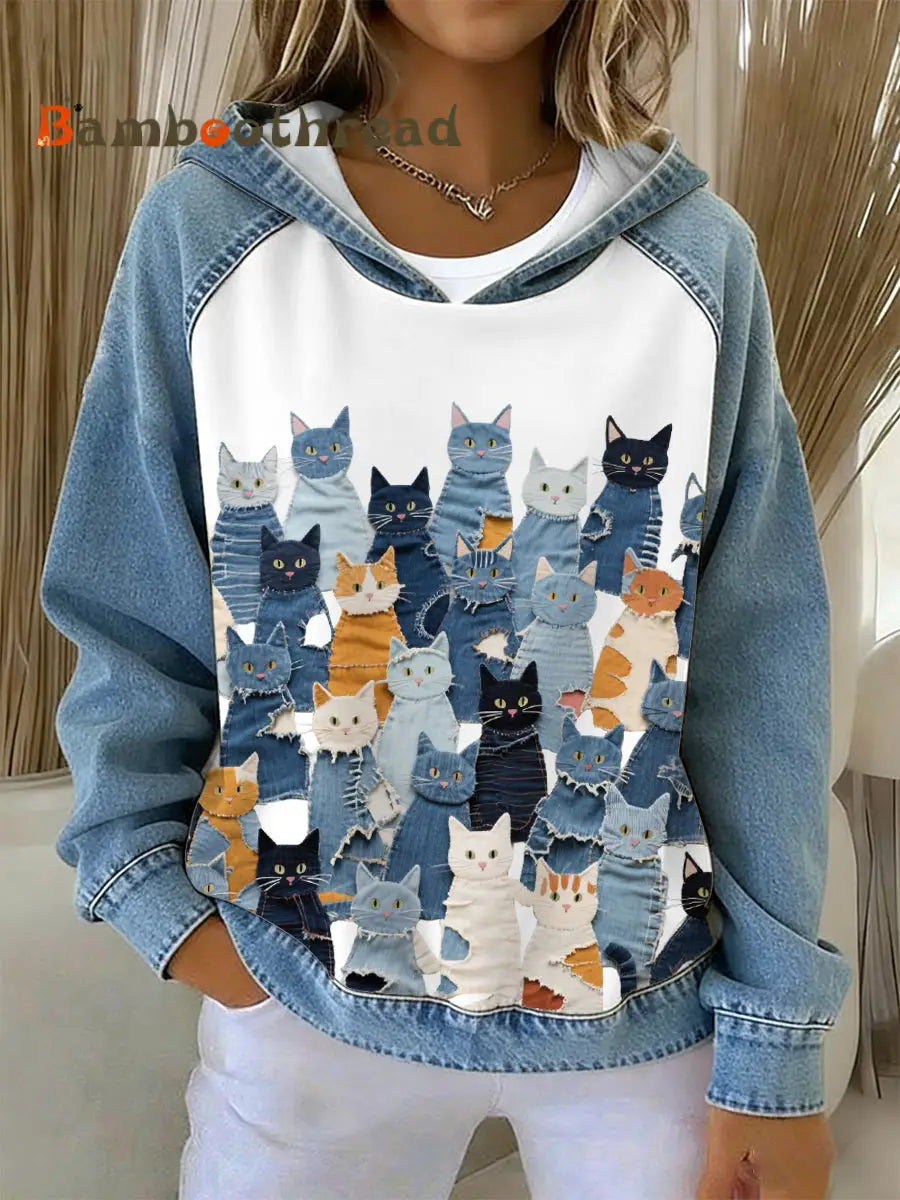 Women’s Denim Kitten Hoodie White / S