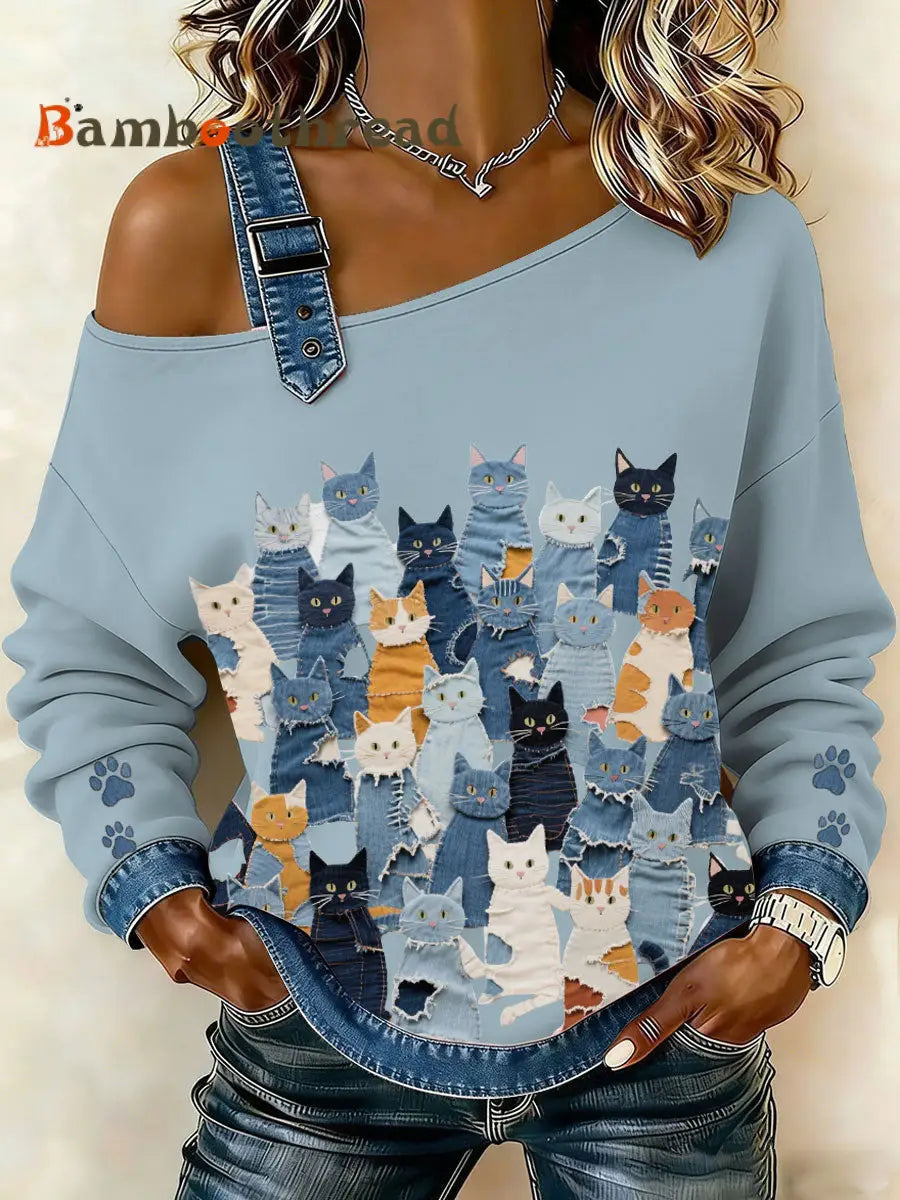 Women’s Denim Kitten Top Light Blue / S