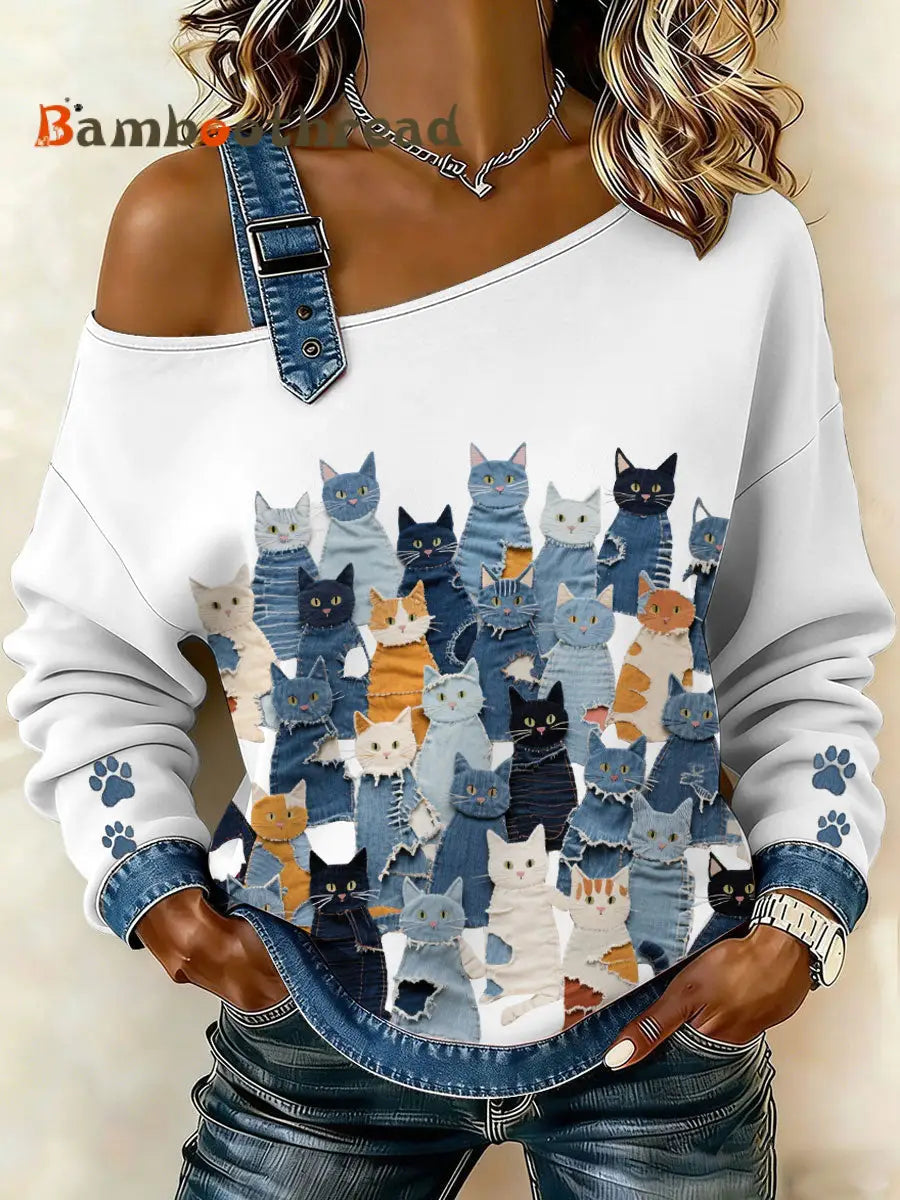 Women’s Denim Kitten Top White / S