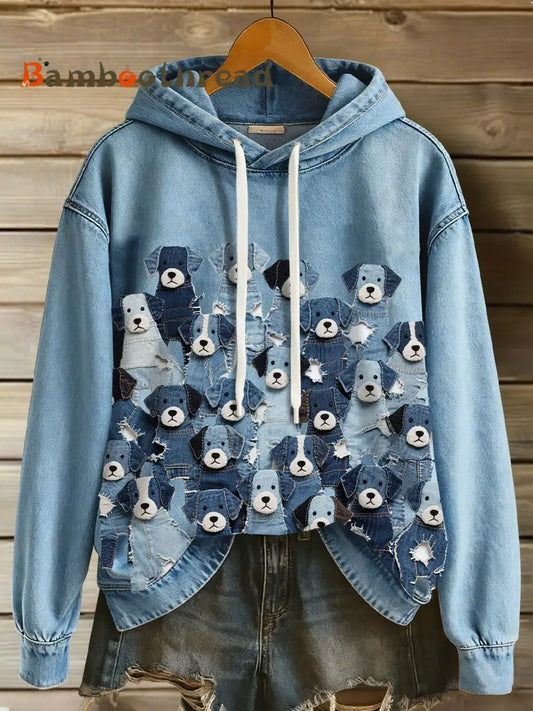 Women’s Denim Puppy Hoodie Light Blue / S