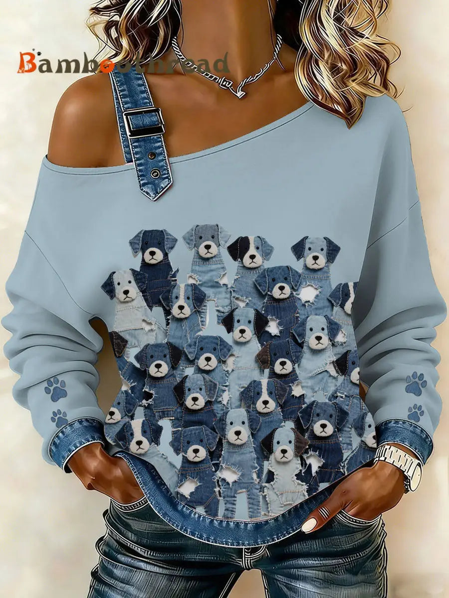 Women’s Denim Puppy Top Light Blue / S