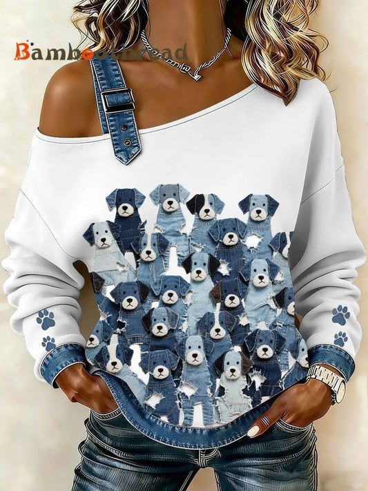 Women’s Denim Puppy Top White / S