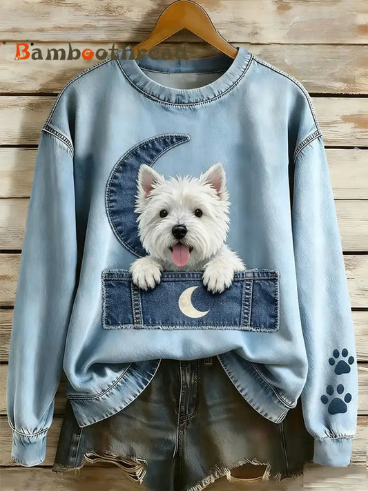 Women’s Dog Art Printed Sweatshirt As picture / S