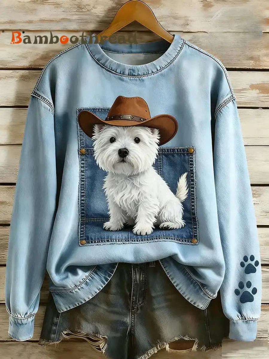 Women’s Dog Art Printed Sweatshirt As picture / S