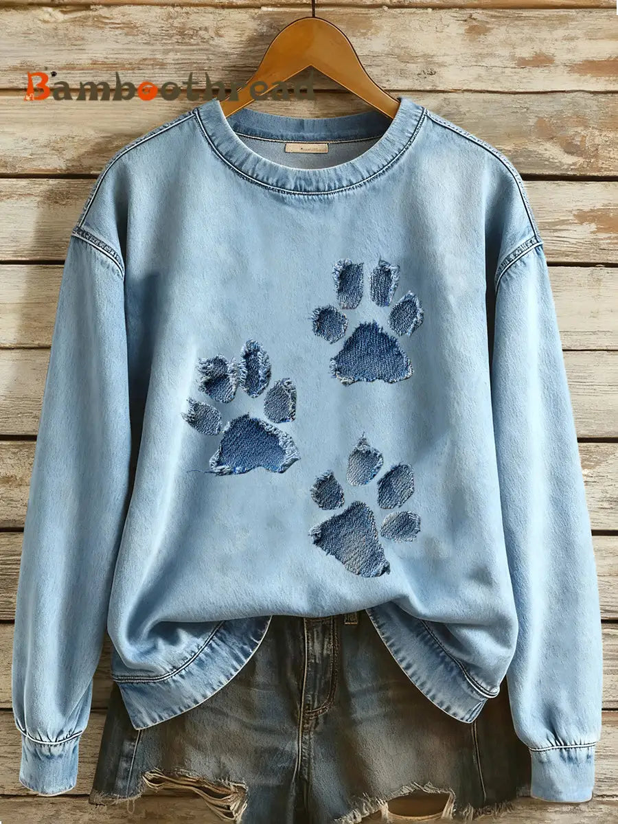 Women’s Dog Paw Sweatshirt Light Blue / S