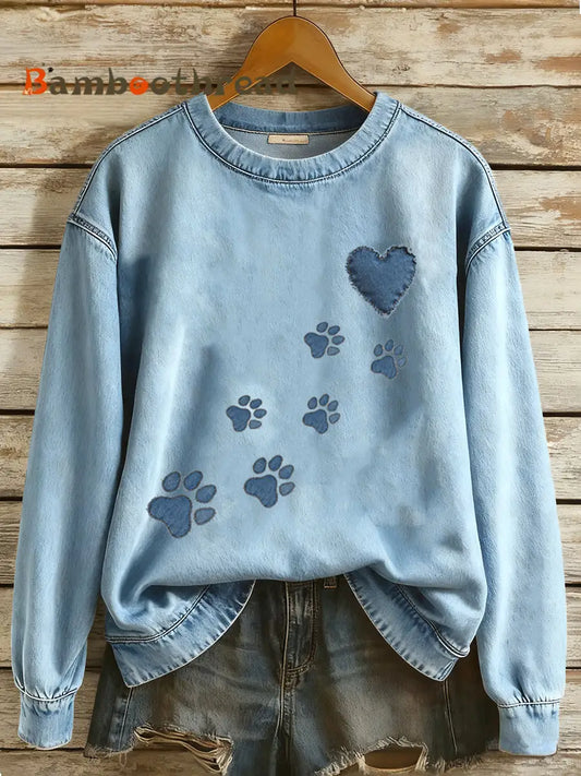 Women’s Dog Paw Sweatshirt Light Blue / S