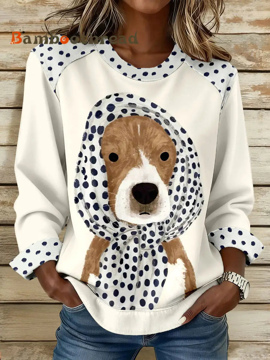 Women’s Dog Print Sweatshirts Apricot / S