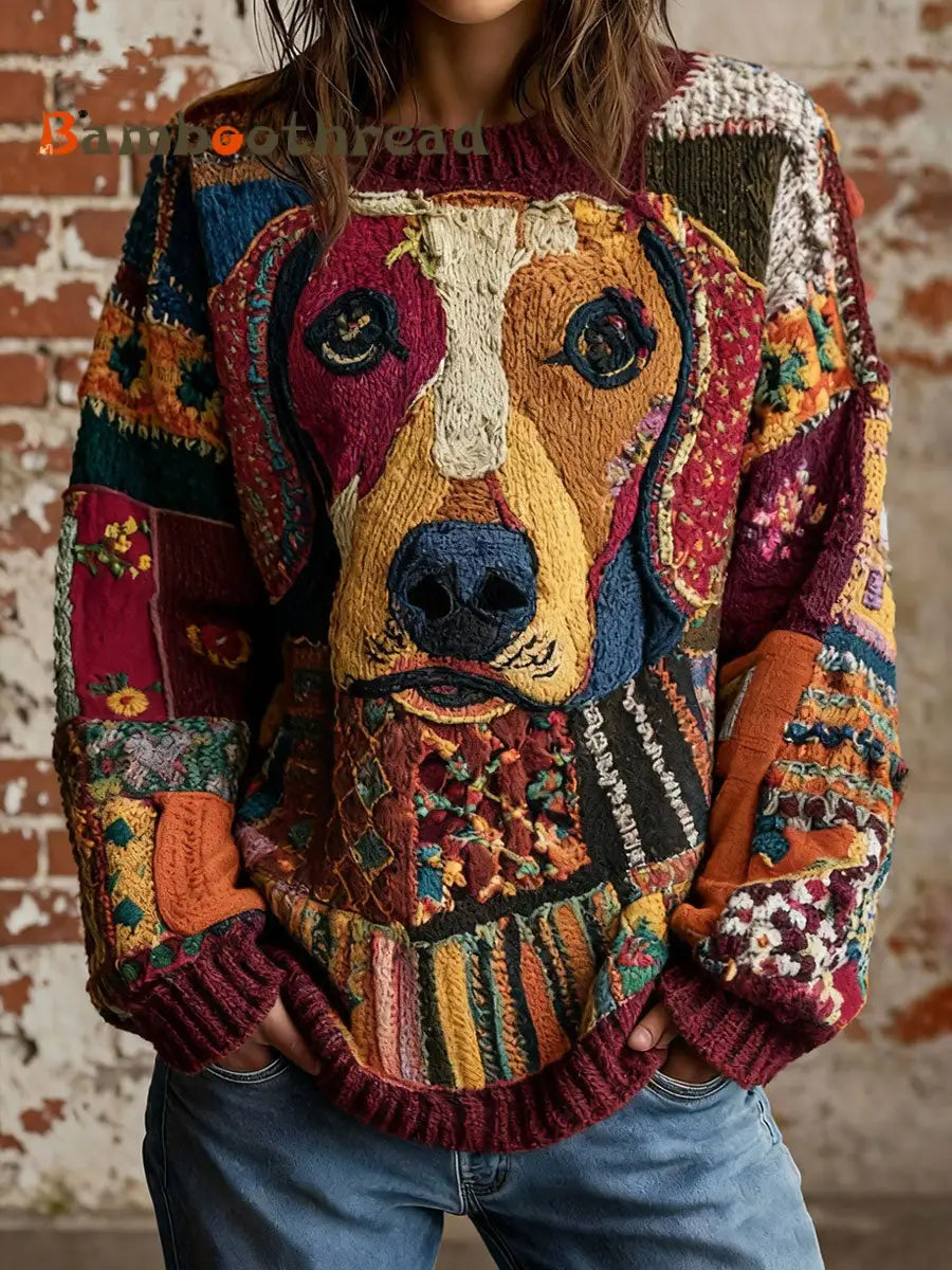 Women’s Fashion Art Dachshund Retro Tops As picture / S