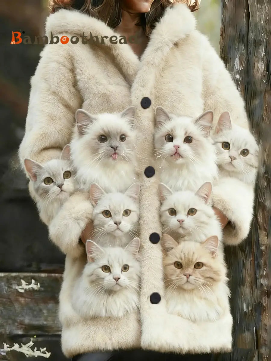 Women’s Flannel Cat Print Coats As picture / S