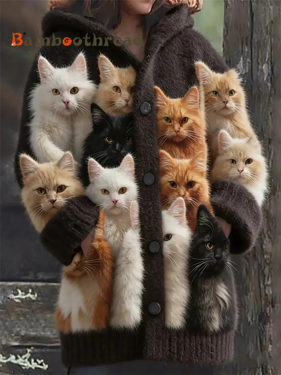 Women’s Flannel Cat Print Coats As picture / S