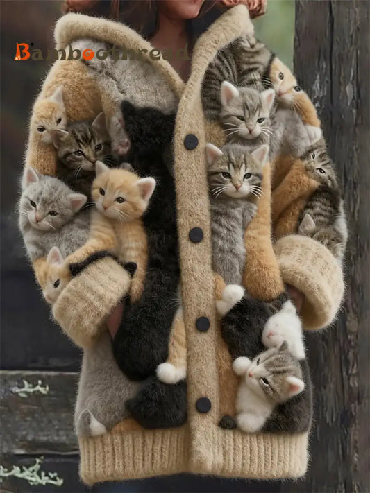 Women’s Flannel Cat Print Coats As picture / S