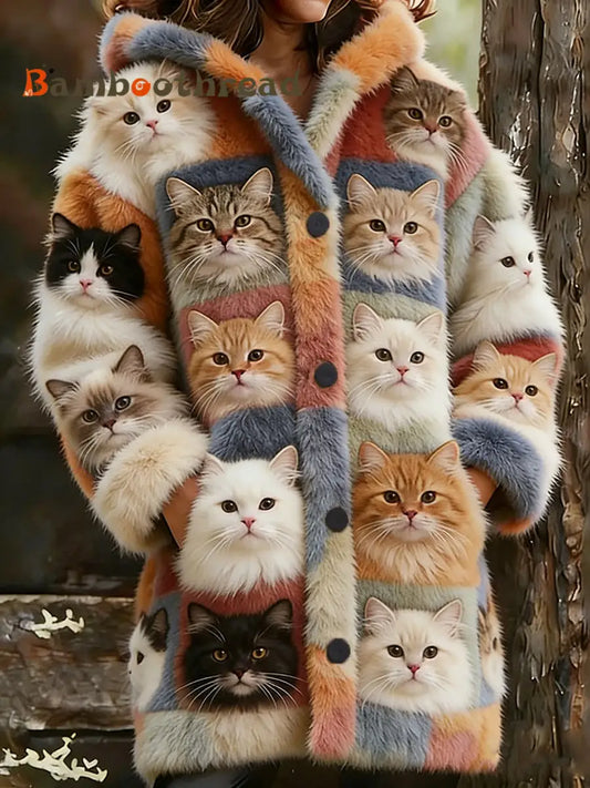 Women’s Flannel Cat Print Coats As picture / S