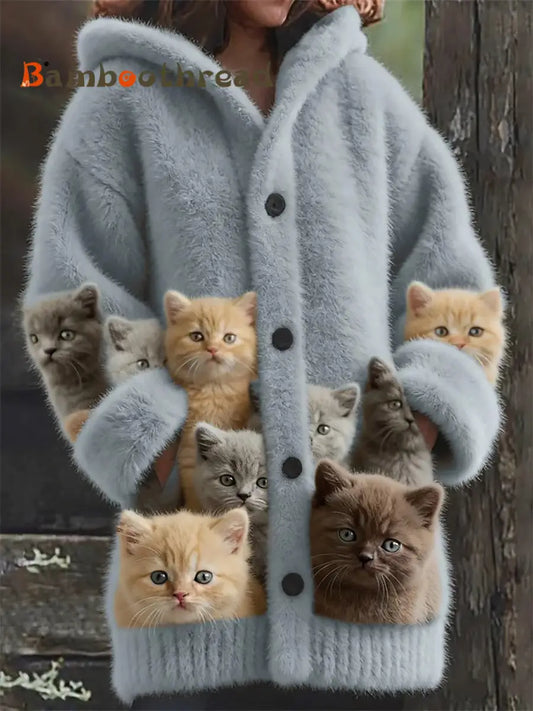 Women’s Flannel Cat Print Coats As picture / S