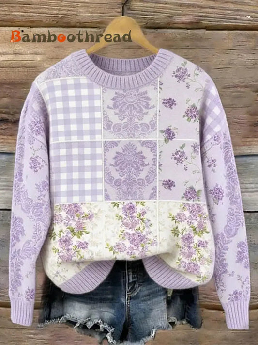 Women’s Floral Print Casual Sweatshirt Purple / S