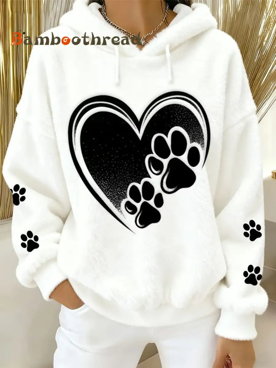 Women’s Fun Animal Printed Flannel Hoodie White / S