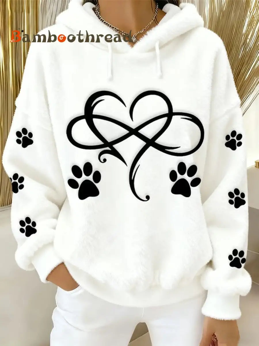 Women’s Fun Animal Printed Flannel Hoodie White / S