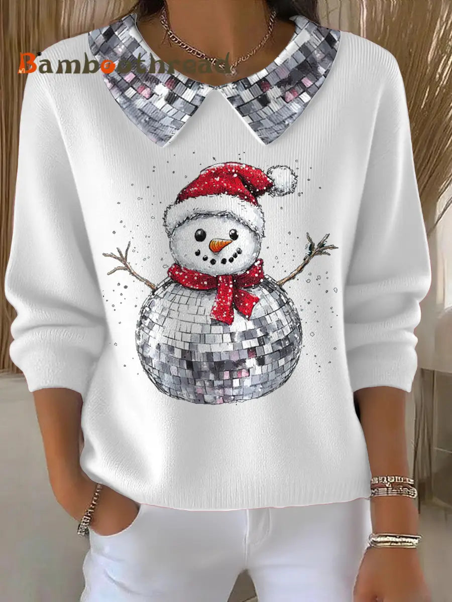 Women’s Funny Christmas Santa Art Printed Tops White / S