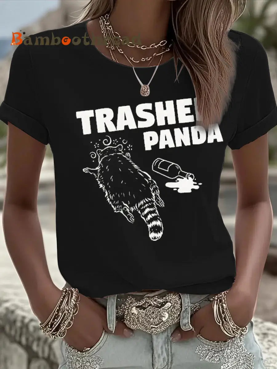 Women’s Funny Raccoon I’m DrunkIron On Short Sleeve T-Shirt Black / S