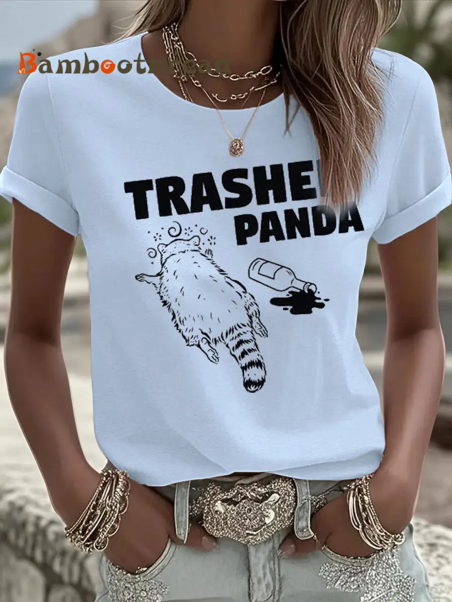 Women’s Funny Raccoon I’m DrunkIron On Short Sleeve T-Shirt Sky Blue / S