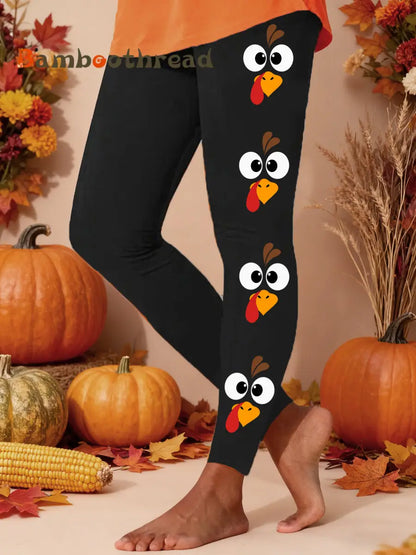 Women’s Funny Thanksgiving Turkey Print Leggings Black / S