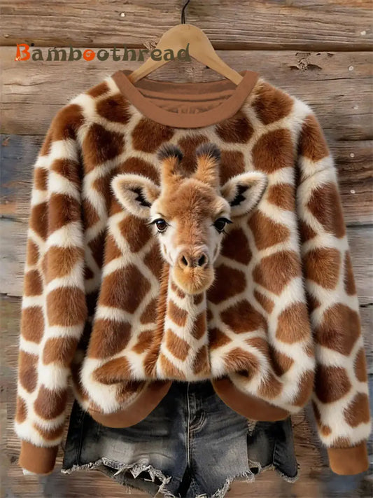 Women’s Giraffe Art Print Casual Sweatshirt As picture / S