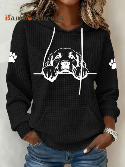 Women’s Golden Retriever Art Print Casual Hoodie Black / S