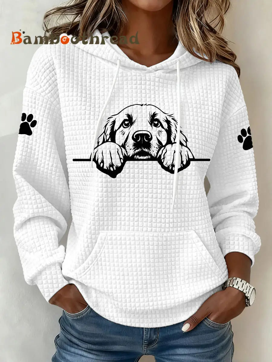 Women’s Golden Retriever Art Print Casual Hoodie White / S