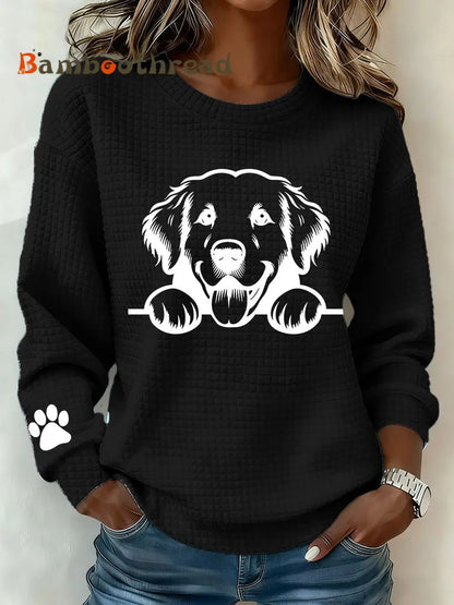 Women’s Golden Retriever Art Print Casual Sweatshirt Black / S
