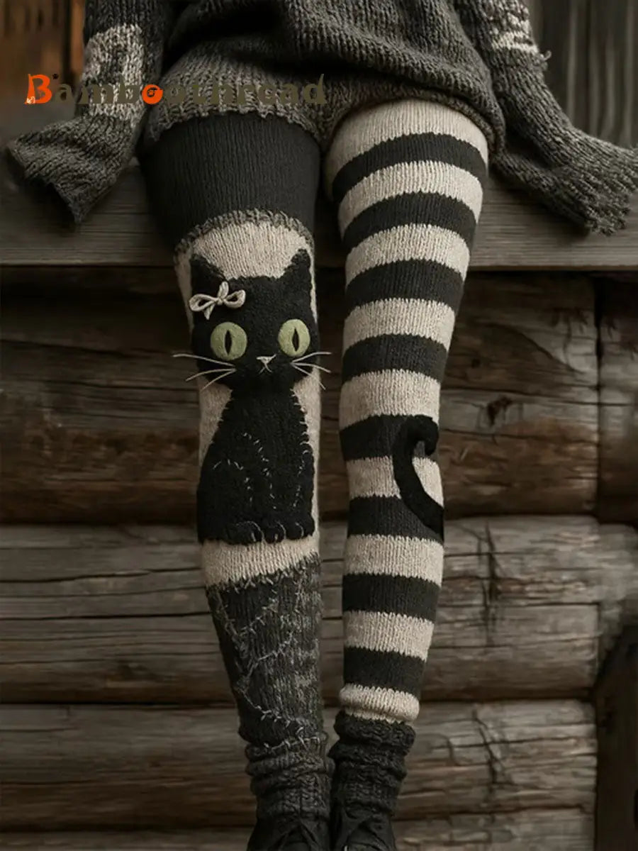 Women’s Halloween Cat Print Casual Leggings As picture / S