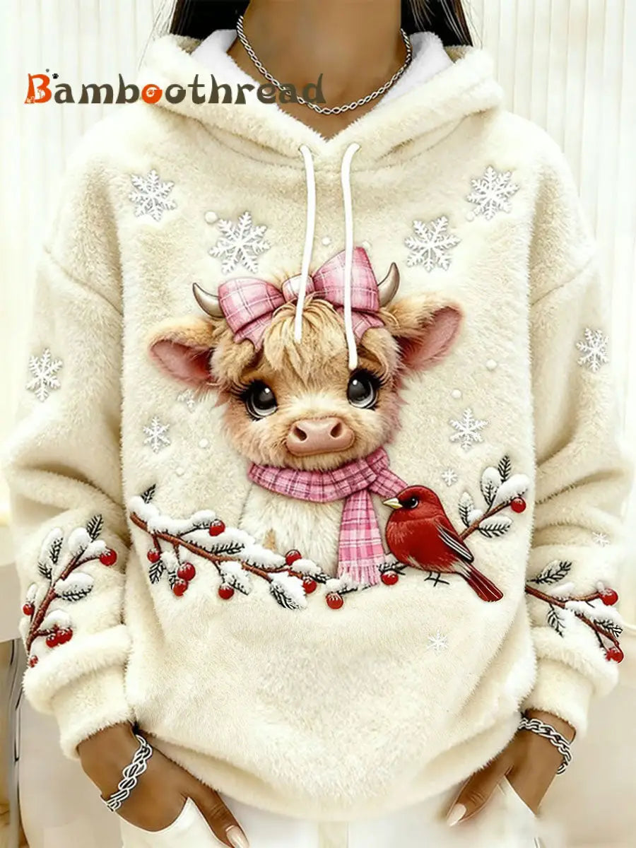 Women’s Highland Cow Art Print Casual Top Apricot / S