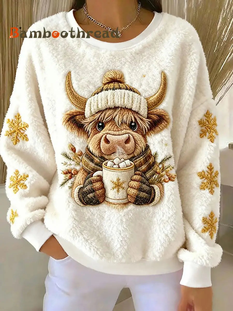 Women’s Highland Cow Art Print Casual Top As picture / S