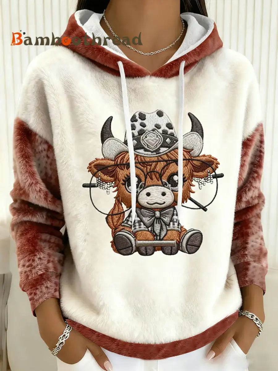 Women’s Highland Cow Art Print Casual Top White / S