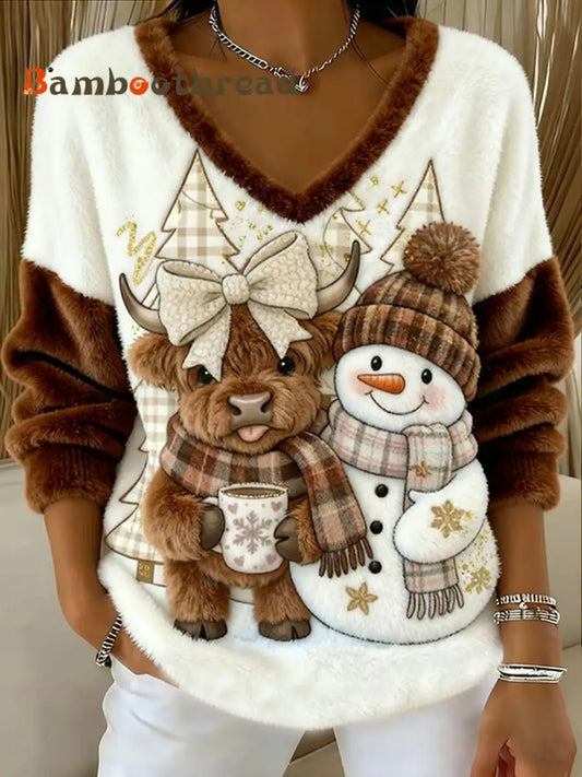 Women’s Highland Cow Print Casual Top As picture / S