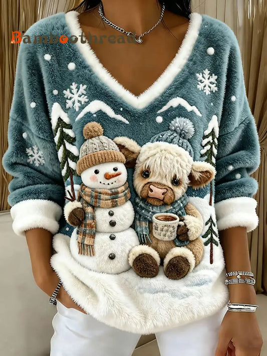 Women’s Highland Cow Print Casual Top As picture / S