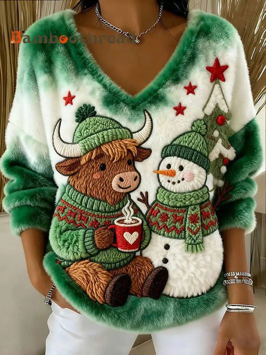 Women’s Highland Cow Print Casual Top As picture / S