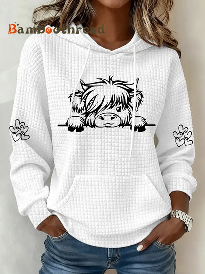 Women’s Highland Cow Print Casual Top White / S