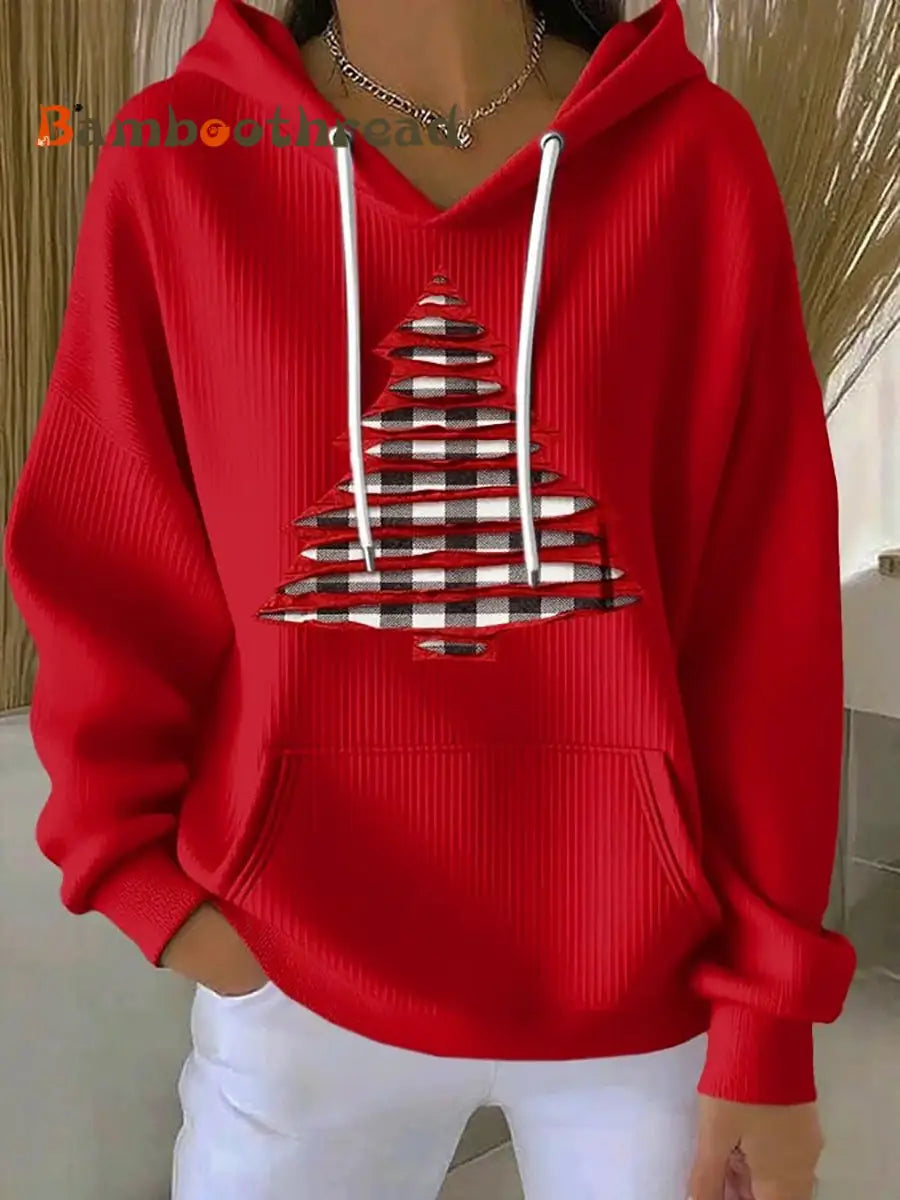 Women’s Merry Christmas Print Hoodie Red / S