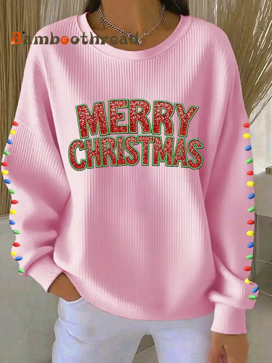 Women’s Merry Christmas sweatshirts Pink / S