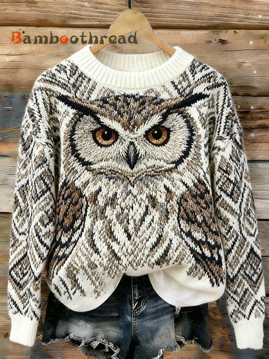 Women’s Owl Art Print Casual Top As picture / S