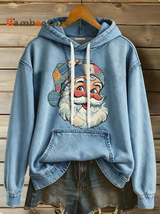 Women’s patch Santa Claus hoodies Blue / S