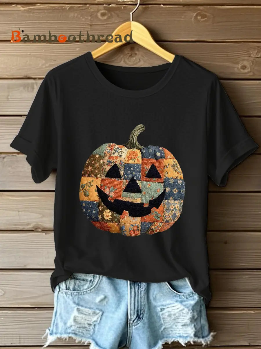 Women’s Pumpkin Art Print Casual Sweatshirt Black / S