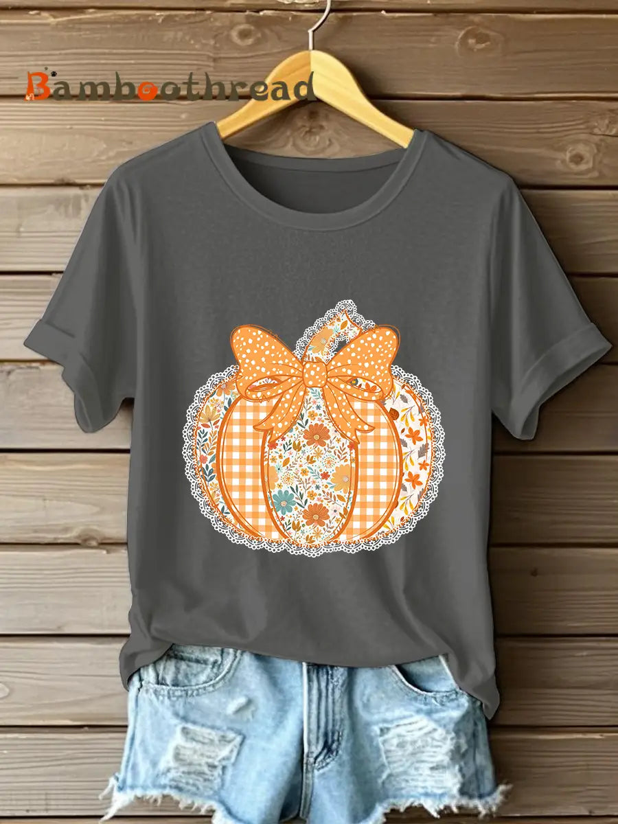 Women’s Pumpkin Art Print Casual Sweatshirt Dark Gray / S