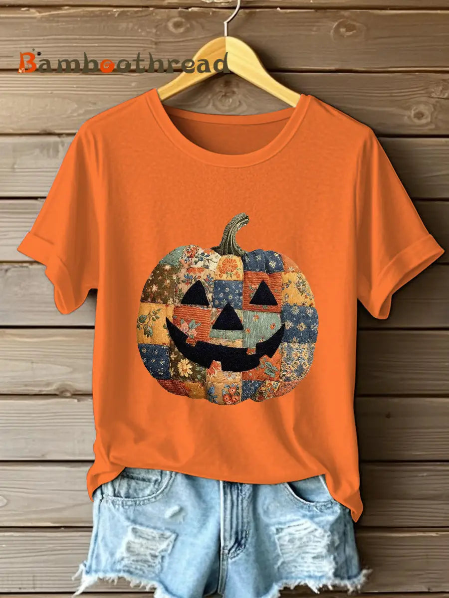 Women’s Pumpkin Art Print Casual Sweatshirt Orange / S