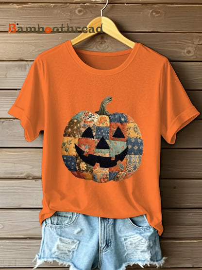 Women’s Pumpkin Art Print Casual Sweatshirt Orange / S