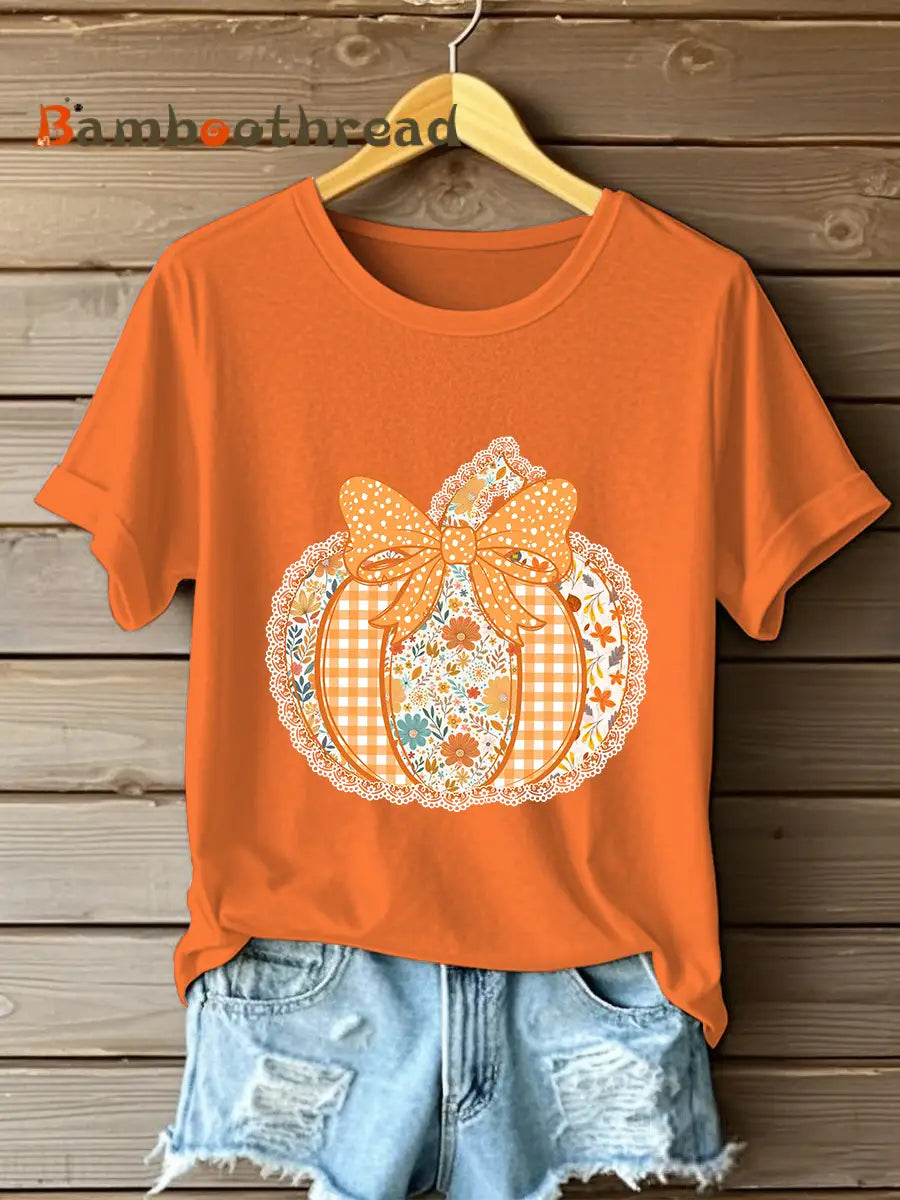 Women’s Pumpkin Art Print Casual Sweatshirt Orange / S