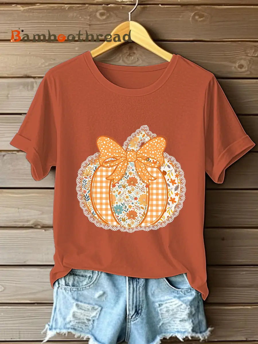 Women’s Pumpkin Art Print Casual Sweatshirt Pumpkin Orange / S