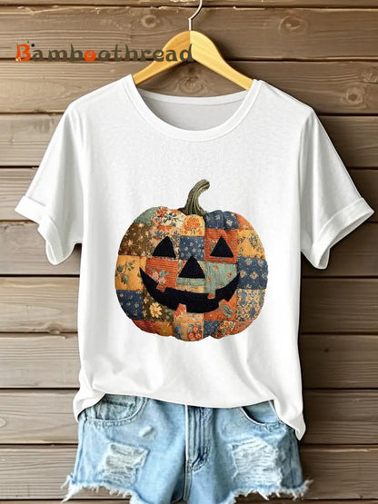 Women’s Pumpkin Art Print Casual Sweatshirt White / S