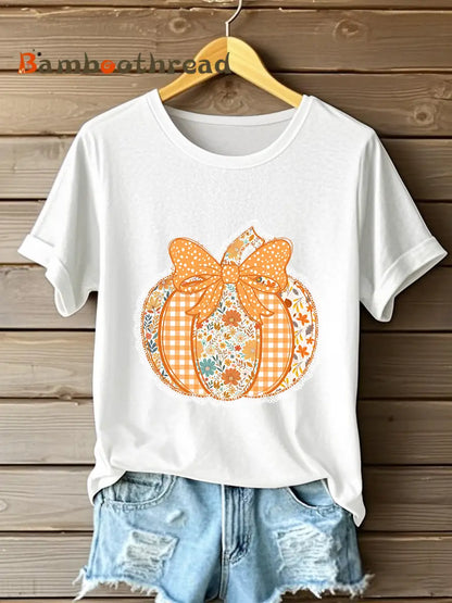 Women’s Pumpkin Art Print Casual Sweatshirt White / S