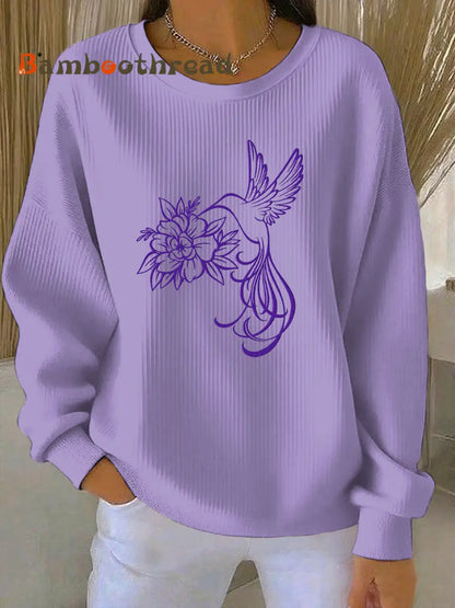 Women’s Purple Art Print Casual Sweatshirt Light Purple / S