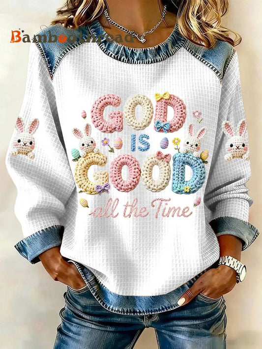 Women’s Rabbit Print Casual T-Shirt White / S